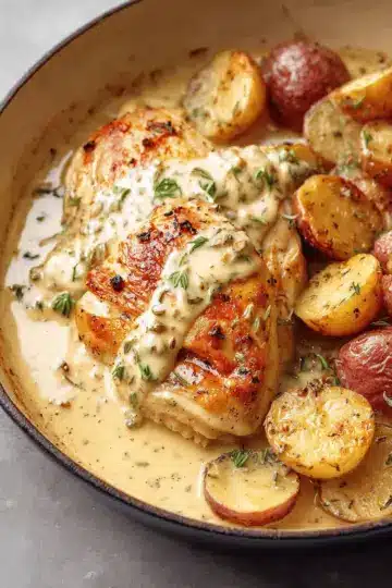 Chicken and Potatoes with Dijon Cream Sauce