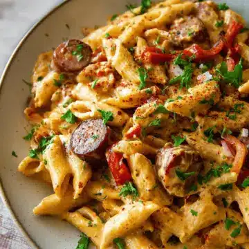 One Pot Creamy Cajun Sausage Pasta