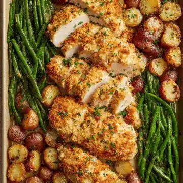 Parmesan Crusted Chicken Sheet Pan Dinner