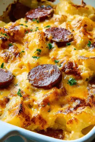 Cheesy Potatoes with Smoked Sausage
