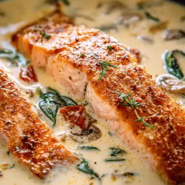 Tuscan Salmon with Parmesan Cream Sauce
