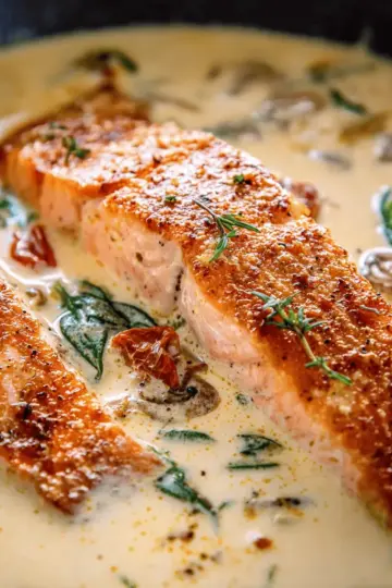 Tuscan Salmon with Parmesan Cream Sauce