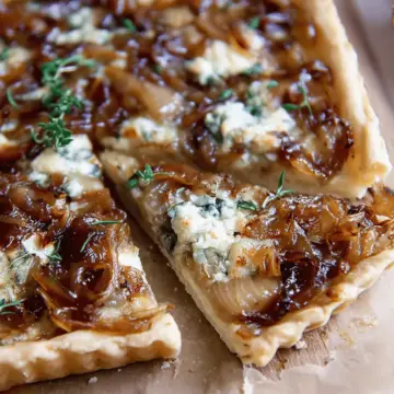 Caramelized Onion Tart with Gorgonzola and Brie