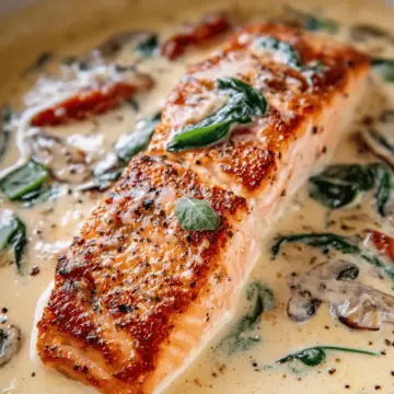 Tuscan Salmon with Parmesan Cream Sauce