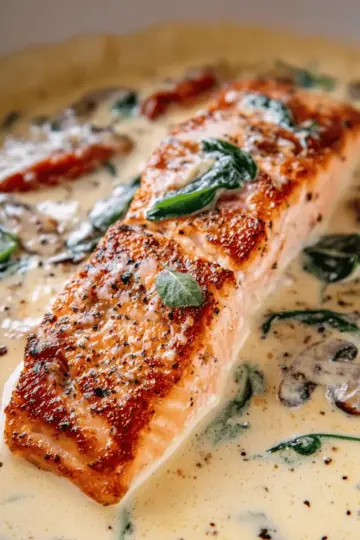 Tuscan Salmon with Parmesan Cream Sauce