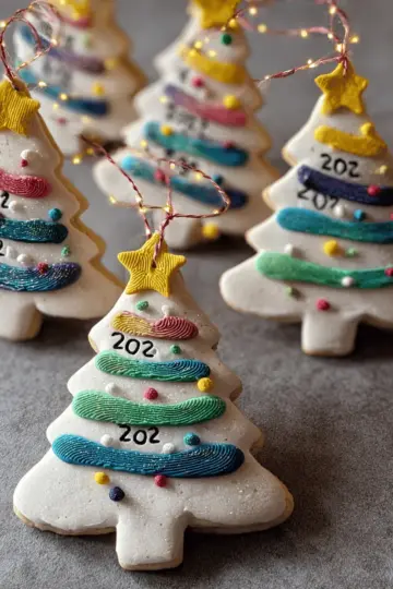 Salt Dough Fingerprint Christmas Tree Ornaments