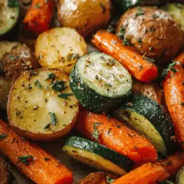 Garlic Herb Roasted Potatoes, Carrots, and Zucchini