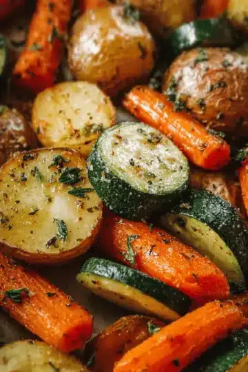 Garlic Herb Roasted Potatoes, Carrots, and Zucchini