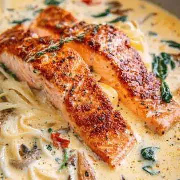 Tuscan Salmon with Parmesan Cream Sauce