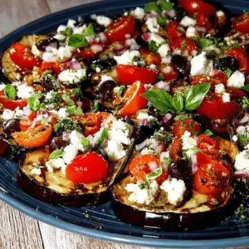 Mediterranean Grilled Eggplant with Tomatoes and Feta