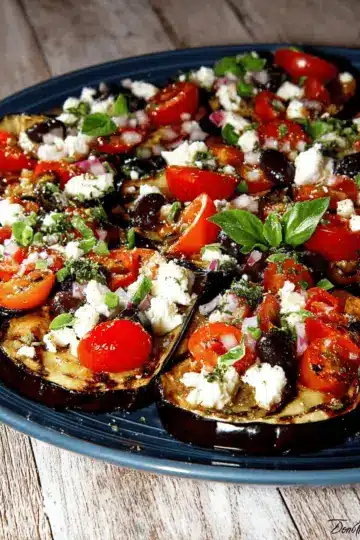 Mediterranean Grilled Eggplant with Tomatoes and Feta
