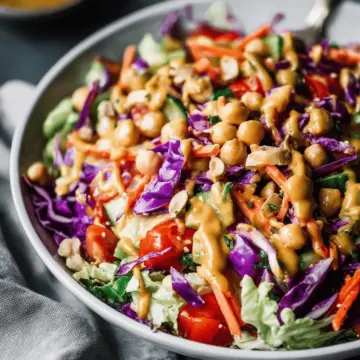 Chopped Thai-Inspired Chickpea Salad with Curry Peanut Dressing