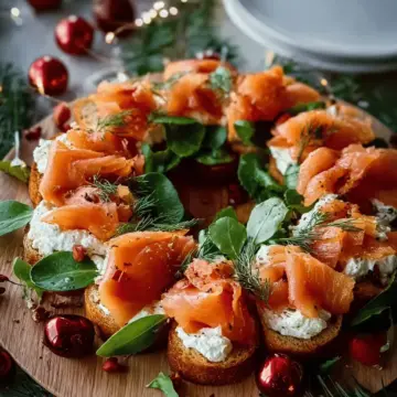 Christmas Bruschetta Wreath with Smoked Salmon