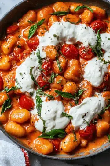 Creamy Tomato Gnocchi with Burrata