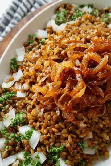 Mujadara (Lentils and Rice with Caramelized Onions)