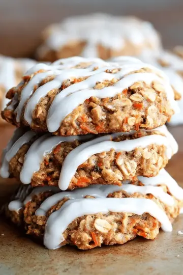 Carrot Cake Oatmeal Cookies with Cream Cheese Glaze