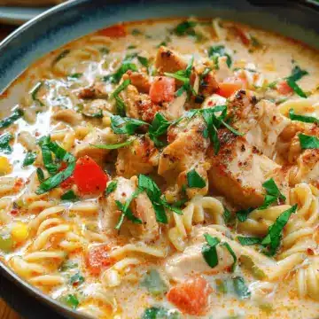Creamy Parmesan Cajun Chicken Pasta Soup