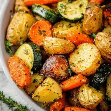 Garlic Herb Roasted Potatoes, Carrots, and Zucchini