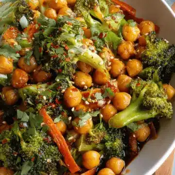 Vegan Garlic Chickpea Stir Fry with Broccoli and Carrots