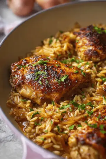 French Onion Chicken & Orzo