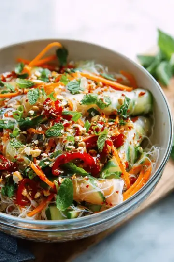 Spring Roll Salad with Spicy Ginger Dressing