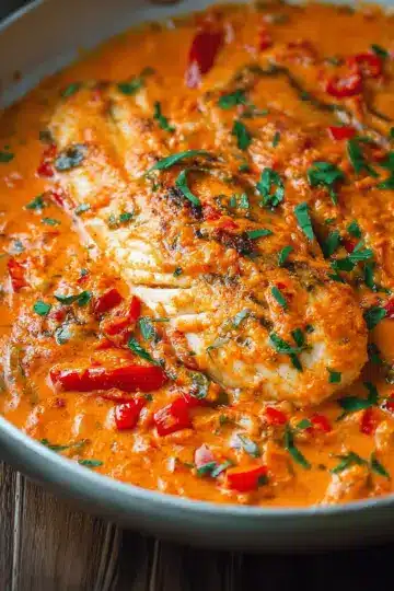 Tilapia in Roasted Pepper Sauce