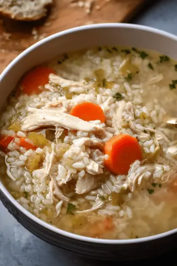 Slow Cooker Lemon Chicken Rice Soup