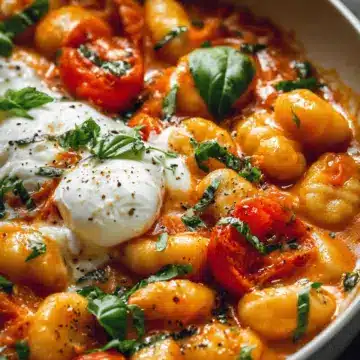30 Minute Creamy Tomato Gnocchi with Burrata