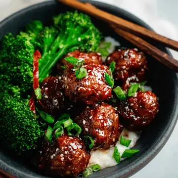 Sticky Mongolian Meatballs and Broccoli (Easy!!)