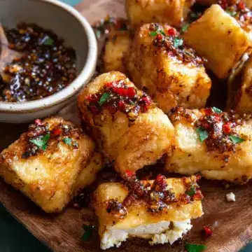 Oven Fried Feta Rolls with Chili Honey.