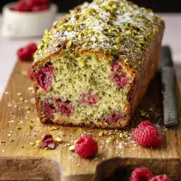 Pistachio Raspberry Loaf Cake