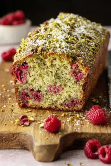 Pistachio Raspberry Loaf Cake