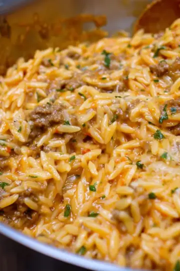 Creamy Ground Beef Orzo