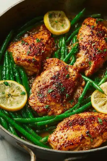 Lemon Garlic Butter Chicken and Green Beans Skillet