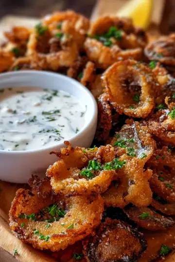 Fried Sliced Mushrooms with Ranch