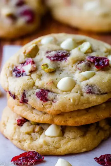 White Chocolate Cranberry Pistachio Cookies