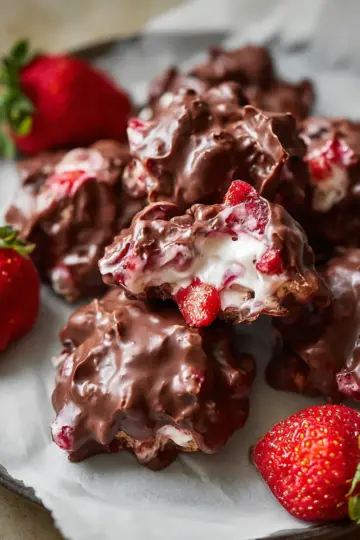 Chocolate-Covered Strawberry Yogurt Clusters