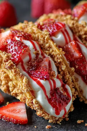 Strawberry Crunch Cheesecake Tacos Recipe
