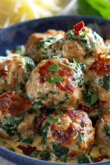 Creamy Spinach Turkey Meatballs